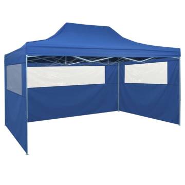 Foldable Tent Pop-Up with 4 Side Walls 3x4.5 m Blue