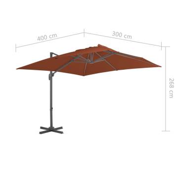 Cantilever Umbrella with Aluminium Pole Terracotta 400x300 cm