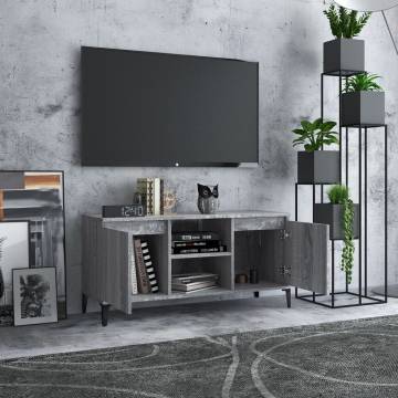 TV Cabinet with Metal Legs Grey Sonoma 103.5x35x50 cm