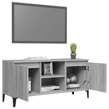 TV Cabinet with Metal Legs Grey Sonoma 103.5x35x50 cm