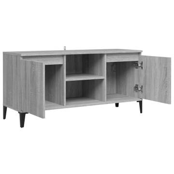 TV Cabinet with Metal Legs Grey Sonoma 103.5x35x50 cm