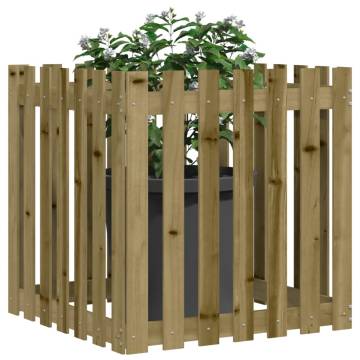 Garden Planter with Fence Design 70x70x70 cm Impregnated Wood Pine