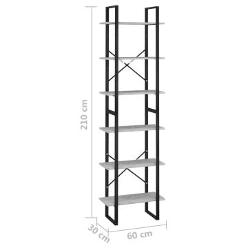 Storage Shelf Concrete Grey 60x30x210cm Engineered Wood