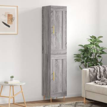 Highboard Grey Sonoma 34.5x34x180 cm Engineered Wood