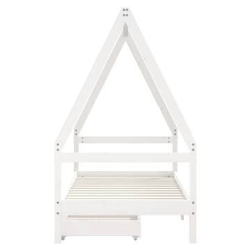 Kids Bed Frame with Drawers White 80x160 cm Solid Wood Pine