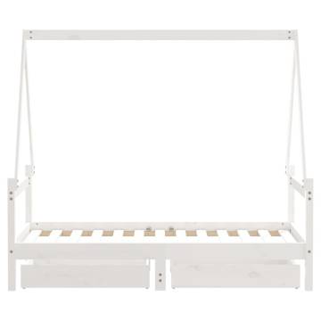 Kids Bed Frame with Drawers White 80x160 cm Solid Wood Pine