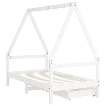 Kids Bed Frame with Drawers White 80x160 cm Solid Wood Pine