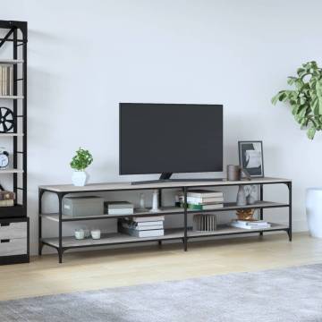 TV Cabinet Grey Sonoma 200x30x50 cm Engineered Wood and Metal