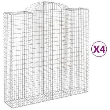 Arched Gabion Baskets 4 pcs 200x50x200/220 cm Galvanised Iron