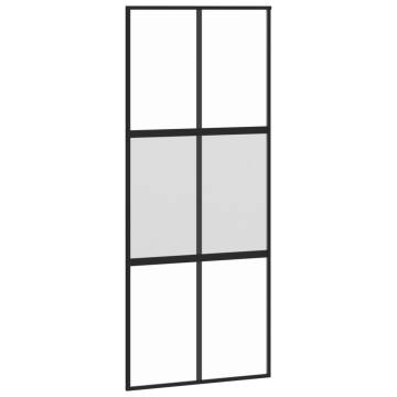 Sliding Door Black 90x205 cm Tempered Glass and Aluminium