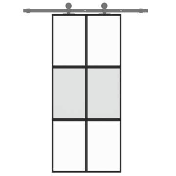 Sliding Door Black 90x205 cm Tempered Glass and Aluminium