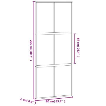 Sliding Door Black 90x205 cm Tempered Glass and Aluminium