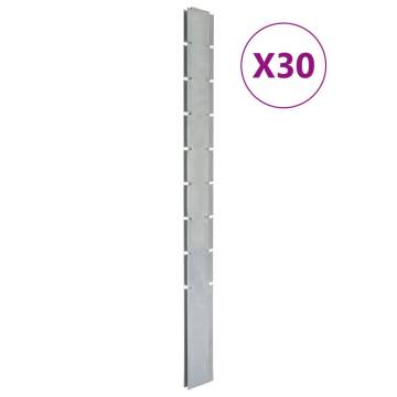 Garden Fence Posts 30 pcs Silver 220 cm Galvanised Steel