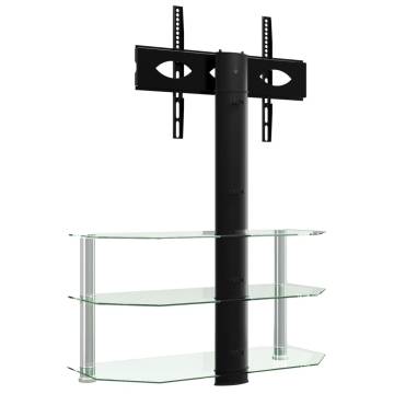 Corner TV Stand 3-Tiers for 32-70 Inch Black and Silver