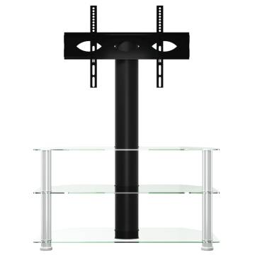 Corner TV Stand 3-Tiers for 32-70 Inch Black and Silver