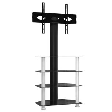 Corner TV Stand 4-Tiers for 32-70 Inch Black and Silver