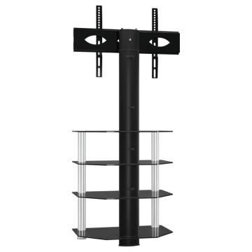 Corner TV Stand 4-Tiers for 32-70 Inch Black and Silver