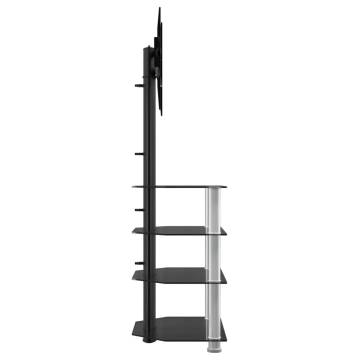 Corner TV Stand 4-Tiers for 32-70 Inch Black and Silver