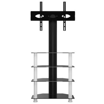 Corner TV Stand 4-Tiers for 32-70 Inch Black and Silver