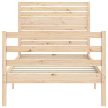 Bed Frame with Headboard Single Solid Wood