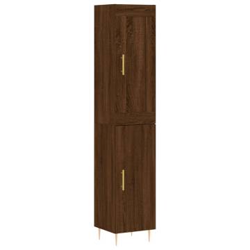 Highboard Brown Oak 34.5x34x180 cm Engineered Wood