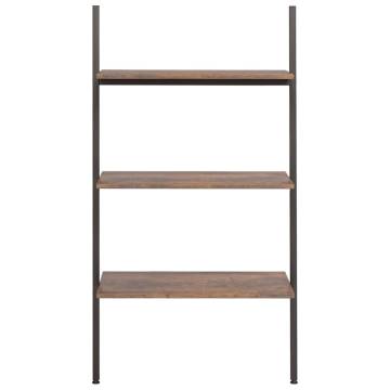 3-Tier Leaning Shelf Dark Brown and Black 64x34x116 cm