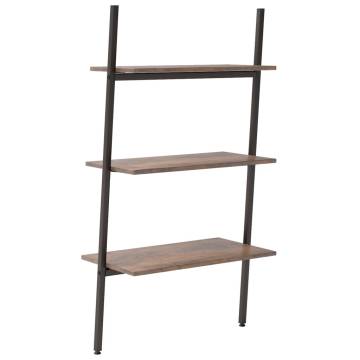 3-Tier Leaning Shelf Dark Brown and Black 64x34x116 cm