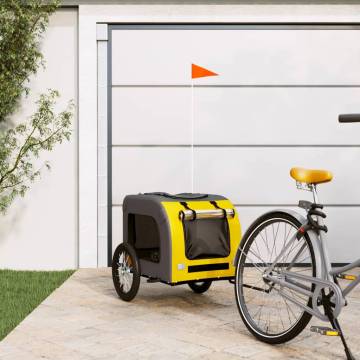 Pet Bike Trailer Yellow and Grey Oxford Fabric and Iron