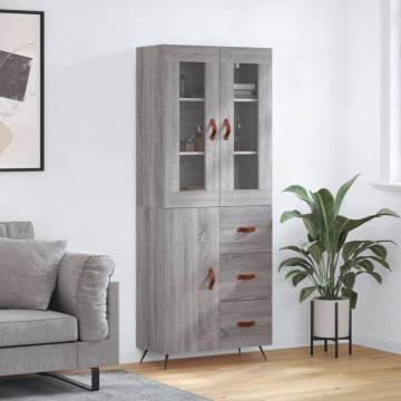 Highboard Grey Sonoma 69.5x34x180 cm Engineered Wood