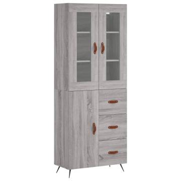 Highboard Grey Sonoma 69.5x34x180 cm Engineered Wood