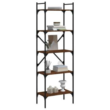 Bookcase 5-Tier Brown Oak 56x31.5x174 cm Engineered Wood