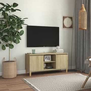 TV Cabinet with Solid Wood Legs Sonoma Oak 103.5x35x50 cm