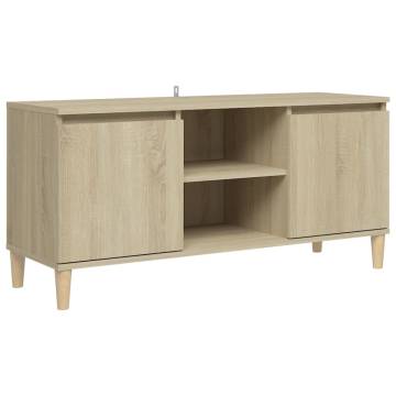 TV Cabinet with Solid Wood Legs Sonoma Oak 103.5x35x50 cm