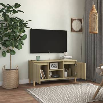 TV Cabinet with Solid Wood Legs Sonoma Oak 103.5x35x50 cm