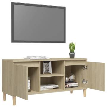 TV Cabinet with Solid Wood Legs Sonoma Oak 103.5x35x50 cm