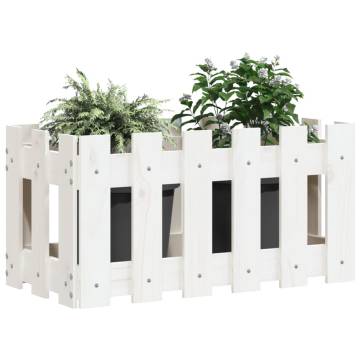 Garden Planter with Fence Design White 60x30x30 cm Solid Wood Pine