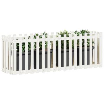 Garden Raised Bed with Fence Design White 200x50x70 cm Solid Wood Pine