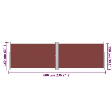 Retractable Side Awning Brown 160x600 cm