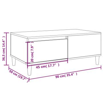 Coffee Table White 90x50x36.5 cm Engineered Wood