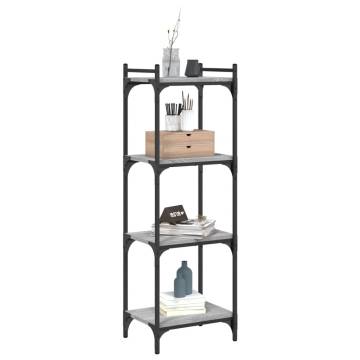 Bookcase 4-Tier Grey Sonoma 40x30x120 cm Engineered Wood