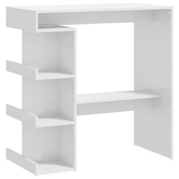 Bar Table with Storage Rack High Gloss White 100x50x101.5 cm