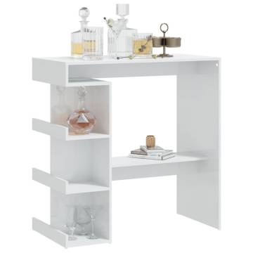 Bar Table with Storage Rack High Gloss White 100x50x101.5 cm