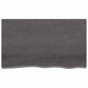 Table Top Dark Brown 100x60x2 cm Treated Solid Wood Oak