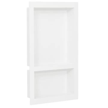 Shower Niche with 2 Compartments High Gloss White 41x69x9 cm