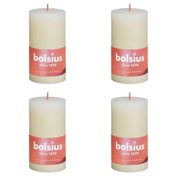 Bolsius Rustic Pillar Candles Shine 4 pcs 130x68 mm Soft Pearl