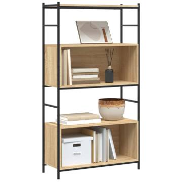 Bookshelf Sonoma Oak 80x30x145.5 cm Engineered Wood and Iron