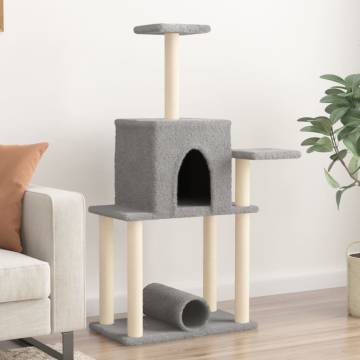 Cat Tree with Sisal Scratching Posts Light Grey 122 cm