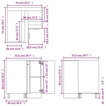 Kitchen Cabinet Brown Oak 75,5x75,5x80,5 cm Engineered Wood