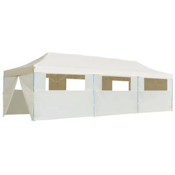 Folding Pop-up Party Tent with 8 Sidewalls 3x9 m Cream