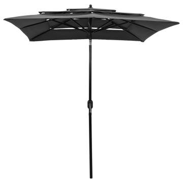 3-Tier Parasol with Aluminium Pole Anthracite 2x2 m